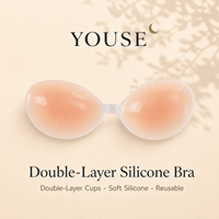 Soutien-gorge invisible adhésif en silicone réutilisable pour femme, sans dos, fermeture avant, bonnet 3/4, push-up, sans armatures, respirant, écologique