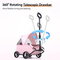 Poussette pliable légère pour petits chiens et chats-Chariot extérieur Teddy - Friendly avec auvent pare-soleil