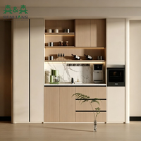 Meuble Bar Moderne en Bois avec Rangement Spacieux, Buffet d'Angle en Verre, Table d'Appoint pour Salon, Mobilier de Maison