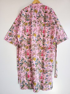 Unisex Handmade Kantha Cotton <b>Long</b> <b>Kimono</b> Jacket Reversible Waterproof Boho <b>Robe</b> Lightweight Everyday Outerwear - Product Image 2