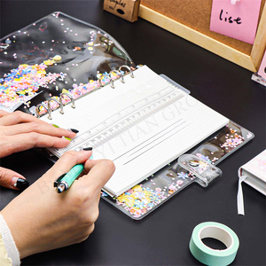 Acewooh A5 A6 A7 Refillable Tạp Chí Chất kết dính Bìa Cát chảy PVC máy tính xách tay vỏ Snap đóng cửa 6 nhẫn rời Lá Chất kết dính thư mục - Product Image 5