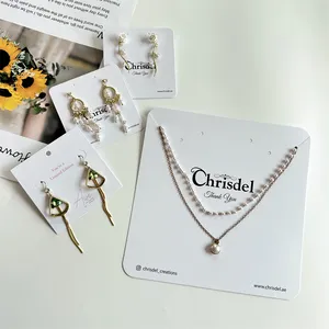 Conjunto de cartões de brincos personalizados com logotipo personalizado, colar de joias, porta-brincos, embalagem de perfuração, cartões de papel de exibição