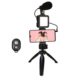 Microphone à condensateur avec trépied et éclairage LED pour caméra photo et vidéo professionnelle, téléphone pour interview, enregistrement en direct, <span class=keywords><strong>YouTube</strong></span> - Product Image 5