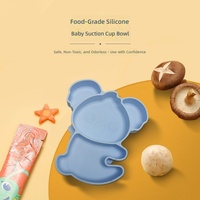 Assiette à ventouse en silicone Koala pour bébé, compartimentée, qualité alimentaire, pour l'alimentation des tout-petits, sans BPA