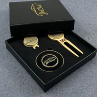 Coffret Cadeau de Luxe pour le Golf, Ensemble de 3 Accessoires de Golf Dorés, Outil de Réparation de Divots, Marqueur de Balle, pour Cadeaux d'Entreprise