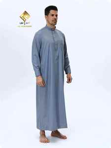 HARAMAIN MEN THOUB Robe arabe pour homme, tissu doux de haute qualité, design à quatre boutons-pression, avec poignets. Nouvelle couleur pour s'adapter à vos besoins. - Product Image 1