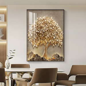 Sang Trọng Trang Trí Sơn Trong Phòng Khách Vàng Cây Pha Lê Sứ Sơn Lớn Hiện Đại Dọc In Tường Nghệ Thuật LED - Product Image 6