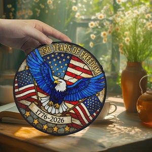 American Independence Stained Glass Suncatcher 250 Years <b>Freedom</b> Eagle Design Hanging <b>Art</b> Decor - Product Image 3