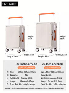 Maleta Moderna 2026 con Asa Ancha, Puerto de Carga USB, Apertura Frontal, Equipaje de Negocios, Bolsa de Viaje con Ruedas para Cabina, PC - Product Image 6