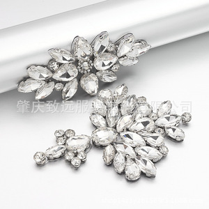 Floral Glass Rhinestone <b>Applique</b> For Wedding Dress DIY Clothing Trim Summer 2025 Guangzhou Made AB169 - Product Image 1