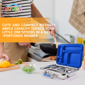 Grande boîte à lunch pliable écologique en acier inoxydable, sans BPA, à <span class=keywords><strong>5</strong></span> <span class=keywords><strong>compartiments</strong></span>, résistante aux fuites et utilisable au micro-ondes pour enfants - Product Image 3