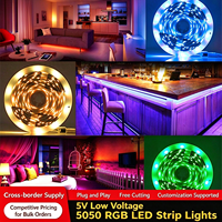 Lampu LED Strip Digital 5V SMD5050 WS2812, Kontrol Titik Tunggal RGB Dreamcolor untuk Lampu Latar TV Dekorasi Pesta
