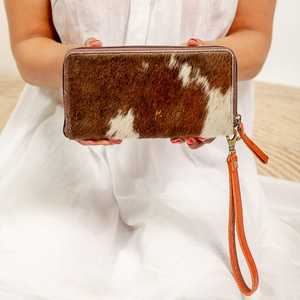 High Quality Women's Genuine Leather Clutch <b>Bag</b> Wallet Fashionable <b>Long</b> Design Purse Landscape Pattern Fashion-Conscious Women - Product Image 3