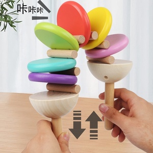Instrumentos de Percusión de Madera para Bebés, Sonajeros de Mano con Diseño de Arcoíris, Juguete Musical Educativo para el Aprendizaje Temprano del Bebé - Product Image 4