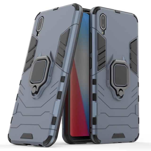 For VIVO Y93 Back Cover 360 Degree Rotation Ring Stand Magnetic Car Mount PC TPU Cell Phone Case for VIVO Cases