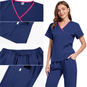 Women's Scrub Set Short Sleeve Moisture Wicking Hospital Uniforms For Nurse Beauty Dental Workwear Split Design With Label - Product Image 2