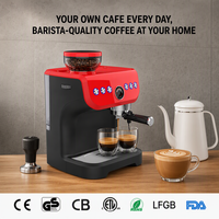 Machine à café expresso semi-automatique électrique avec broyeur intégré, trémie à grains, buse vapeur en acier inoxydable, pour usage domestique et hôtelier