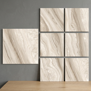 Azulejos de Porcelana Rosso Omano, Color Marrón Oscuro, Aspecto de Mármol, Super Brillantes, para Interiores de Lujo, 32x32 Pulgadas - Product Image 3