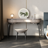 Coiffeuse de luxe légère style italien avec plaque en pierre Ensemble simple pour chambre à coucher Table de maquillage