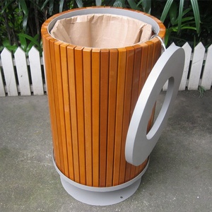 Kim Loại Và Gỗ Rắn Ngoài Trời Vòng Thải <span class=keywords><strong>Bin</strong></span> Rác Thùng Rác - Product Image 5