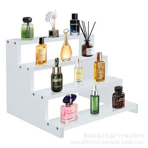 Red 4 Tier Wooden Cosmetic Storage Rack <b>Desktop</b> Makeup Organizer <b>Shelf</b> - Product Image 4