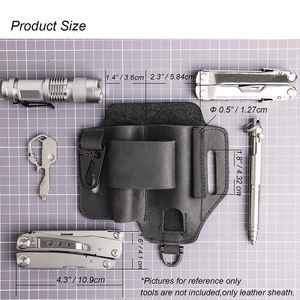 Organisateur de ceinture EDC en cuir personnalisable, étui multi-outils avec support pour lampe torche et boucle pour stylo, compatible avec les ceintures de 1,7 pouce, OEM/ODM - Product Image 4