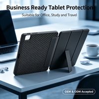 Étui pour tablette en fibre de carbone, housse magnétique à trois volets, OEM ODM, logo personnalisé, échantillon gratuit disponible