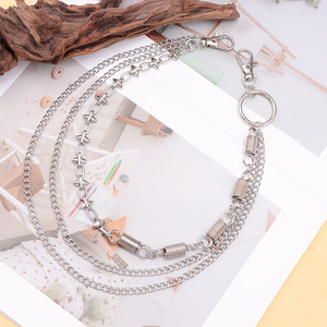 โซ่คาดเอวโลหะสองชั้นพร้อมปลายแหลมและข้อต่อสปริง เครื่องประดับแฟชั่นฮิปฮอปสำหรับทุกเพศ เหมาะสำหรับสวมใส่ลำลอง วัสดุโลหะผสมสังกะสี - Product Image 3