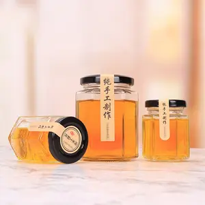 Großhandel hergestellt verschiedene Größen und geformte Glas Honig/Kaviar/Gurke/Frutta del Prato Marmelade Glas mit verschraubten runden Deckel
