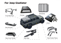 Rak Atap Platform Tugas Berat dari Aluminium Alloy Hitam dengan Tangga Samping untuk Jeep Wrangler JK JL 2/4 Pintu Hardtop