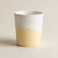 Décoration intérieure romantique, cadeau, tasse en céramique jaune cristallin 270 ml, bougie parfumée à mèche en bois longue durée