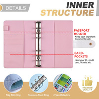 Carnet de budget A6 en cuir PU, carnet d'épargne, carnet à feuilles mobiles, journal de comptabilité manuel avec porte-cartes et enveloppes