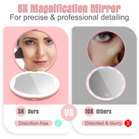 LED portable miroir de maquillage de poche double face haute définition alimenté par batterie pliable beauté manuel rond longue
