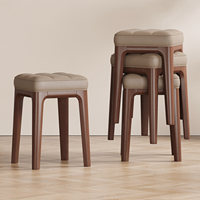 Sillas de Comedor Nórdicas Minimalistas de Lujo Moderno, de Madera Maciza, 2, 4, 6, 8, 10 Plazas, Muebles de Cocina y Hotel, Diseño Apilable en Cuero Negro