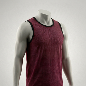Men's Maroon <b>Mesh</b> Tank Top Crew Neck Sleeveless Breathable Regular Fit All Seasons 100% Polyester Solid Color - Product Image 1