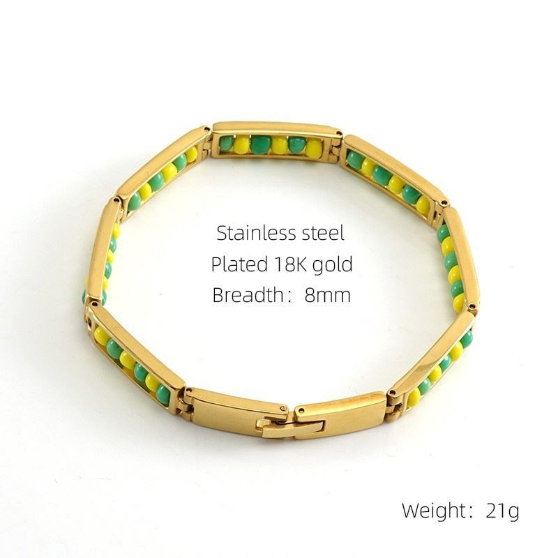สร้อยข้อมือทอง-เหลือง + เขียว