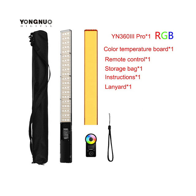 YONGNUO YN360III Pro LED RGB Video Light Temperature 3200-5500K Handheld Light Stick with Remote Control Fill Lighting