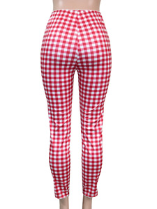 Calças Skinny de Cintura Alta com Estampa Xadrez Vintage e Renda, Moda de Verão 2027 para Mulheres, Leggings Cropped Sexy Y2K para Praia e Streetwear - Product Image 3