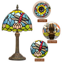 Lampe de table moderne en verre mosaïque turque marocaine de style méditerranéen en forme de dôme, bleu électrique LED, motif perroquet