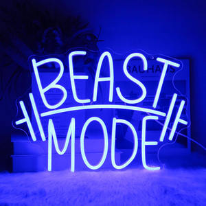 <span class=keywords><strong>Letrero</strong></span> Luminoso LED de Neón 'Beast Mode' en Rojo Rosa o Azul para Decoración de Pared, Hogar, Oficina, Gimnasio, Deportes, Fitness y Publicidad - Product Image 4