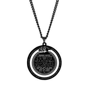 Collier pendentif en acier inoxydable avec talisman amulette découpé au laser, Anthologie de la magie grecque égyptienne PGM, HLSS635 Lion Magic - Product Image 1