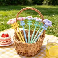 Stylos gel en peluche Kawaii à motif floral, stylos en tissu doux pour filles, papeterie mignonne pour cadeaux et fêtes
