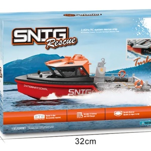 เรือบังคับวิทยุ SJY-TX694 2.4G ขนาด 1/32 มอเตอร์ไร้แปรงถ่านทรงพลัง ระยะไกล ควบคุมด้วยรีโมทไร้สาย ของเล่นเรือกู้ภัย - Product Image 3