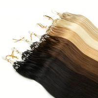 Extensions de cheveux humains européens vierges Remy, trame micro-fine, lisses, clairs/foncés, cuticules intactes, sans perte de cheveux