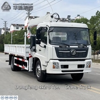 Camion-grue robuste Dongfeng 4x2 à 6 roues, 8 tonnes, avec grue à flèche, solutions personnalisées