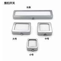 Boîte de présentation personnalisée en métal pour pierres précieuses et diamants avec interrupteur à poussoir et fenêtre transparente, étui pour pierres brutes, disponible en tailles longues et carrées