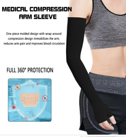 Manchon de compression pour bras avec insert en silicone 20-30 mmHg pour lymphœdème et soutien post-mastectomie