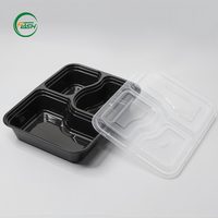 Microgolfbestendige PP plastic maaltijdcontainers met 3 compartimenten voor het verwarmen van restjes en het verpakken van verse maaltijden onderweg