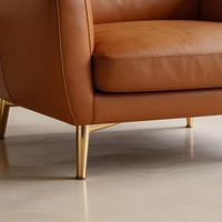 Moderner brauner Leder-Akzentsessel, Einzelsofa, Loungesessel für Wohnzimmer und Gästezimmer