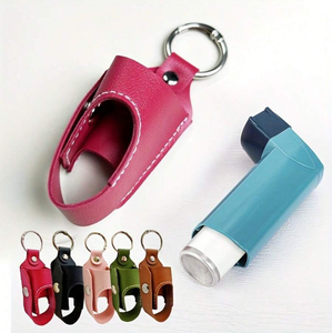 Pochette de rangement pour porte-vaporisateur en cuir PU pour porte-clés stockage d'inhalateur d'asthme de médecine portable. Sports durables de haute qualité - Product Image 1